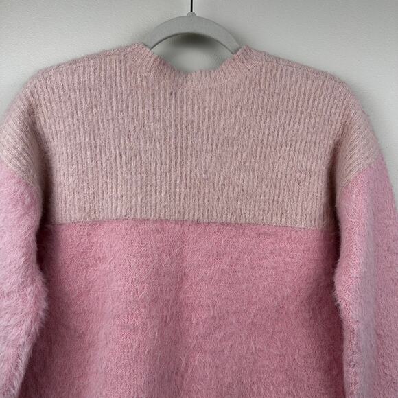 Lovers + Friends x Revolve Sweater Fuzzy Dual Tone Pink Small Ballet Core - Picture 4 of 9